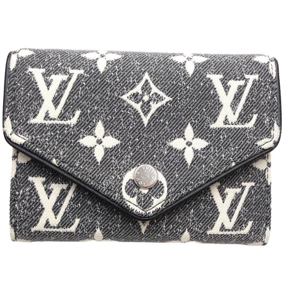 LOUIS VUITTON Tri-fold Wallet M81859 Portefeuille Victorine Monogram Denim Gray - Picture 2 of 10